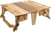 Picnic Houten Klaptafel - Draagbare Wijn Picknicktafel 2-in-1 Opbergmand Strand Camping Tafel voor Ruimte - Opvouwbare Tafel picnic basket