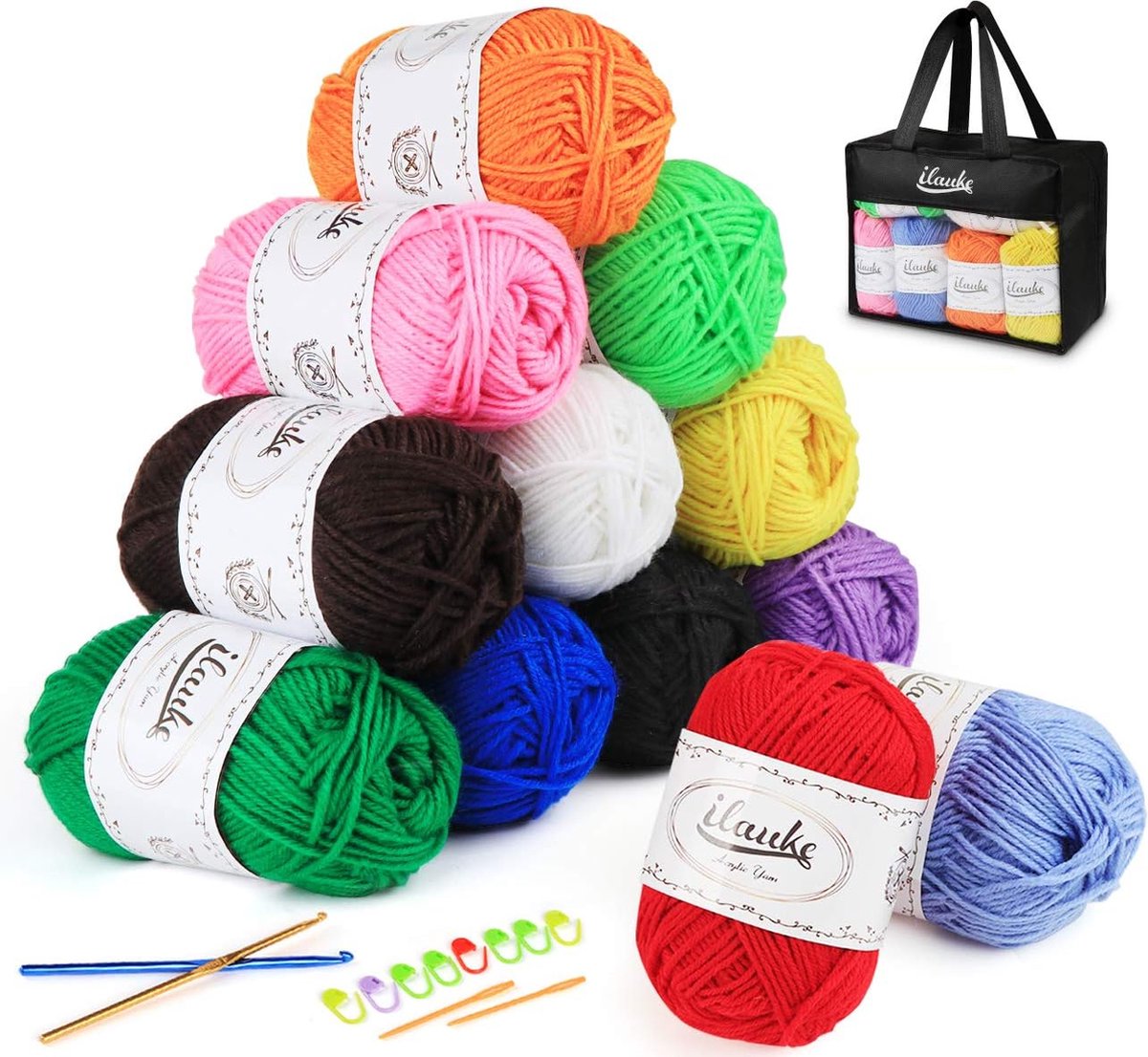 12 x 50 g/bollen handgevlochten garen, 100% acryl, klassiek garen voor volwassenen of baby's, ultrazacht voor elk breiproject en haken (groen/grijs