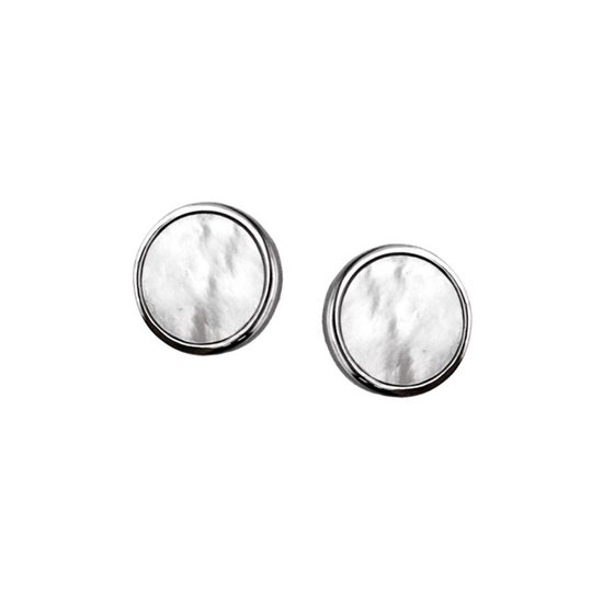 Zilver Oorbellen met Parelmoer - Zilveren Oostekers - Mother of Pearl Stud Earrings Silver - Amona Jewelry