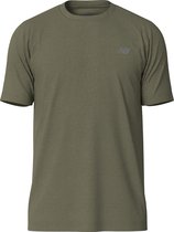 New Balance Heathertech T-Shirt Heren Sportshirt - DARK OLIVINE HEATHER - Maat XL