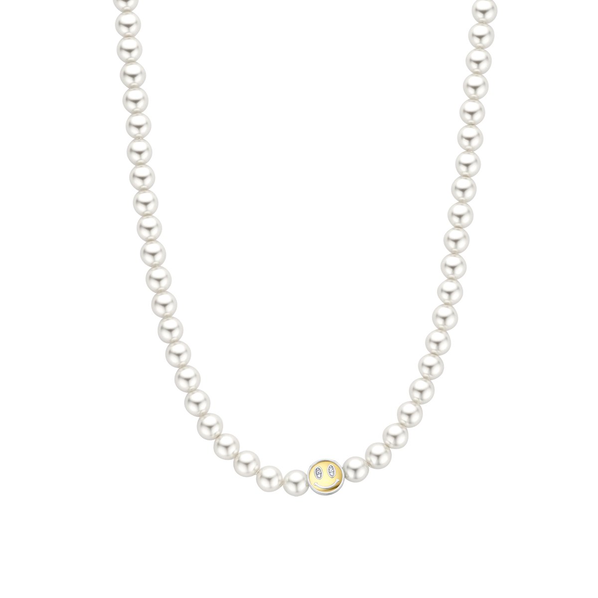 TI SENTO Dames Ketting - 925 zilver - Parel met geel verguld - Maat 42 - 34014YP