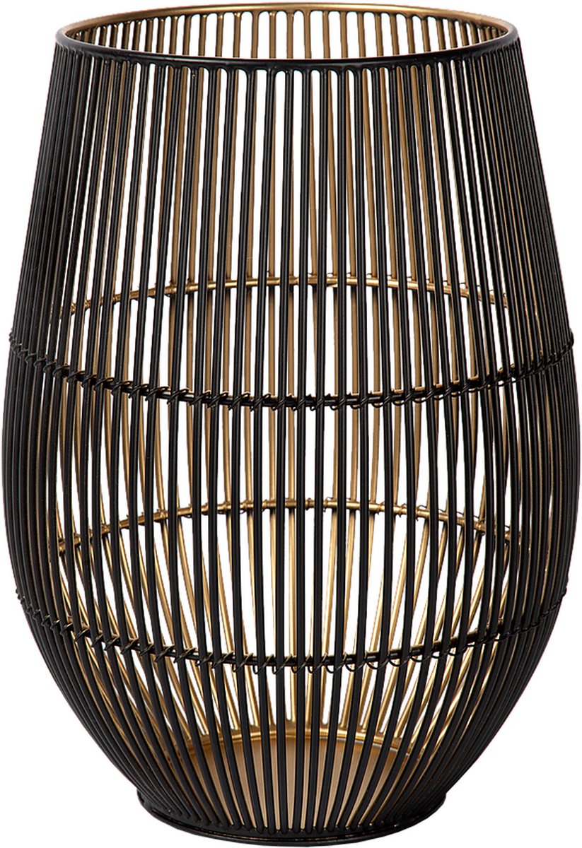 Atmooz Spoiler Kaarshouder Zwart met Goudkleurige Binnenkant Metaal 14 x 14 x 26 cm