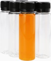 6x Sapfles Plastic 75 ml - Mini - PET Flessen met Dop, Sapflessen, Plastic Flesjes Navulbaar, Smoothie Sap Fles - Kunststof BPA-vrij - Set van 6 Stuks