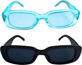 Combi-deal: Hippe bril - blauw & zwart - Festival bril / Rave bril / Techno bril / accessoires / feest bril / gekke bril / verkleed bril