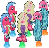 Jouets de piscine de plongée - lot de 6x - figurines marines - hippocampe/sirène/méduse - jeu de vacances