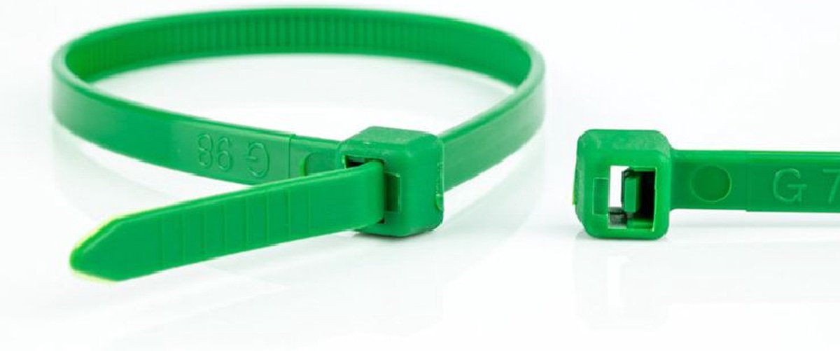 Kabelbinders - 300 x 4,8mm - Trekkracht tot 22,2kg - 100 stuks - Groen