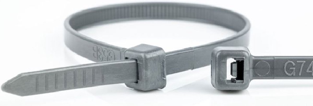 Kabelbinders - 370 x 4,8mm - Trekkracht tot 22,2kg - 100 stuks - Grijs