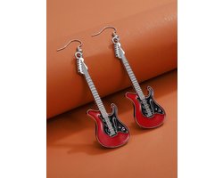 Oorbellen gitaar rood