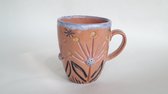 Koffie/theekopje - mok - 230ml - rood - moderne mok met patroon - ander design - thee/koffiekopje servies - aardewerk - keramiek - handgemaakt - handgeschilderd - moederdagcadeau - verjaardagscadeau