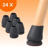 FLOOQ Pro Cache-jambes pour chaises flexibles ronds 14-21 mm - Feutre anti-rayures - Protecteurs de pieds de chaise - Protection de sol - 24 pièces - Zwart