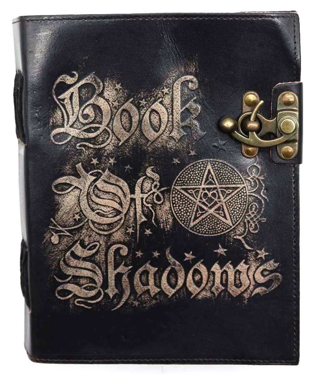 Leren Deckle-edge Notitieboek 'Book of Shadows' 21x15cm - Handgemaakt