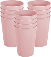 Hega Hogar Verres à boire incassables - lot de 12 pièces - plastique - rose clair - 300 ml - camping / outdoor/ enfants - verres à limonade