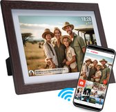 Denver Digitale Fotolijst 10.1 inch - Hout - Vaderdag Cadeau - HD - Frameo App - Fotokader - WiFi - 16GB - IPS Touchscreen - PFF1042DW