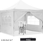 Livista® - Easy Up Partytent 3 x 3m - Met Zijwanden - Opvouwbaar - Wit - 15kg - Met Draagtas