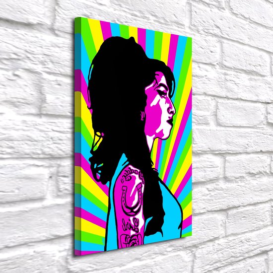 Pop Art Amy Winehouse - Canvas Print - op dennenhouten kader - 90 x 60 x 2 cm - Wanddecoratie