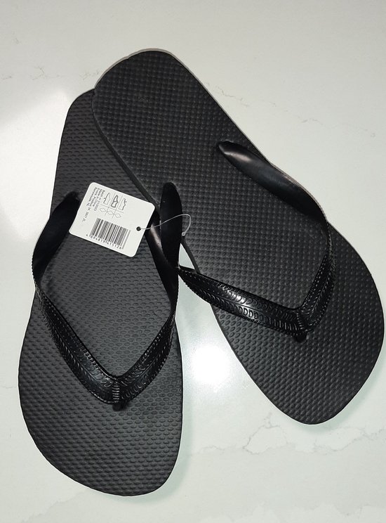 Evora teenslippers zwart - 1 paar zwarte slippers - maat 42/43 - flip flops - PE slipper - large