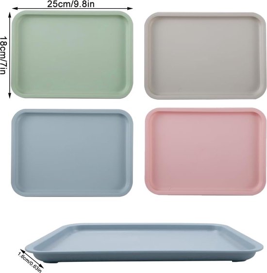 Lot De 6 Plateaux De Service Relaxdays - 41x30cm, Noir, Surface Antidérapante