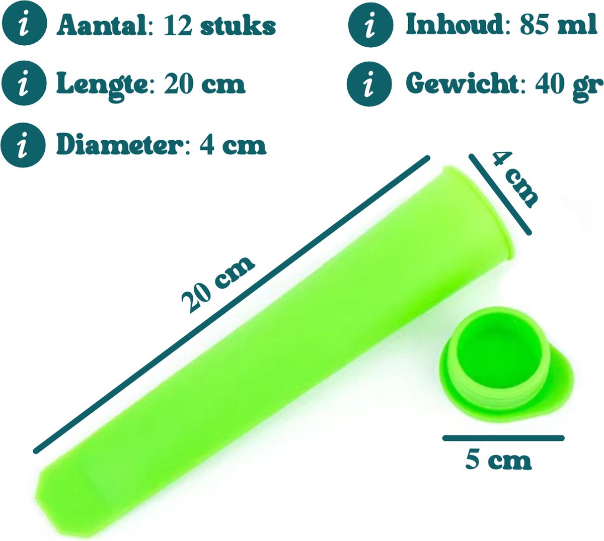 Clean Cuisine IJsvormpjes - IJsvormpjes voor ijslollys - IJsjes maken - Vaatwasser Bestendig - BPA vrij - 12 stuks XL - Met Receptkaart – foto 7
