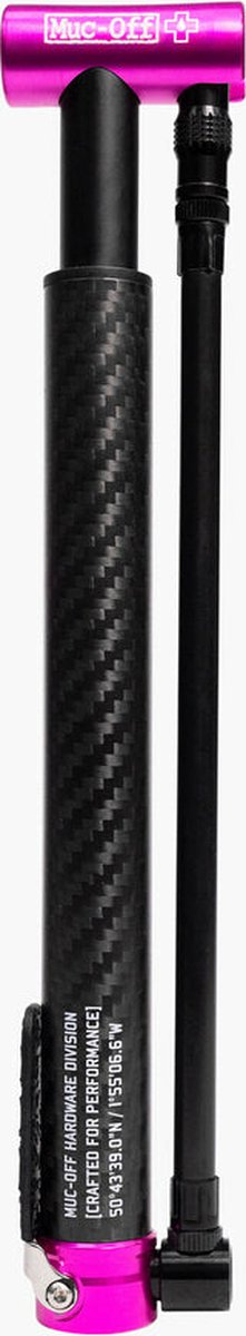 Muc-Off AirMach Carbon - Fietspomp - Koolstofvezel - Zwart - Compact - Presta en Schrader ventielen - Inclusief montagebeugel