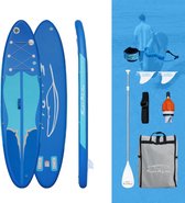 FunWater - Opblaasbaar Supboard - SUP board - 305*80*15 CM - Blauw - Compleet Pakket - Accessoires - Staand - Verticaal - Inclusief pomp , reisrugzak, 3 Finnen, Stoeltje - Surfboard - Verstelbare aluminium peddel - Breed Formaat