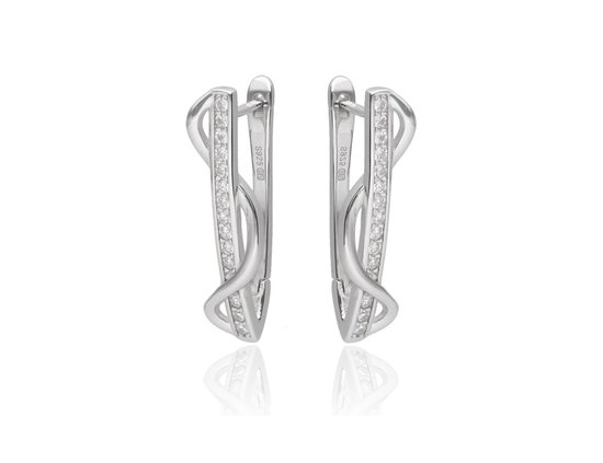 Zilver Oorbellen Dames met Zikonia - Zilveren Oorbellen - Zilver 925 - Twisted Illusion Earrings - Amona Jewelry