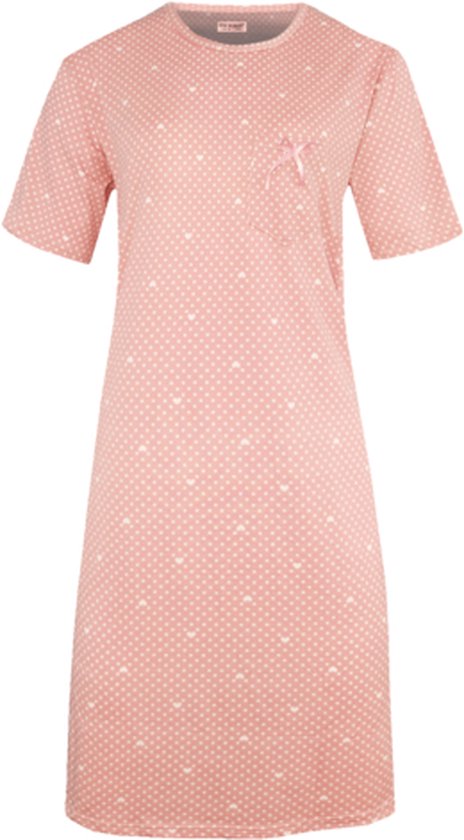 Dames nachthemd korte mouw met stippen 6528 XL roze