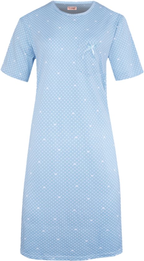 Dames nachthemd korte mouw met stippen 6528 XL blauw