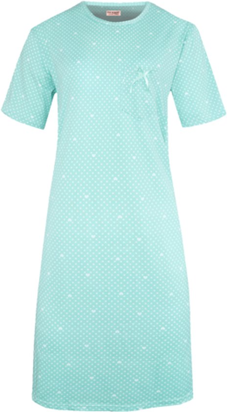 Dames nachthemd korte mouw met stippen 6528 XL groen