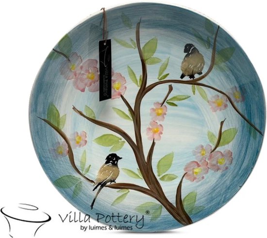 Schaal - Villa Pottery - Decoratie - Keramiek - Voorjaarsdecoratie - Plate - Blossom 7_1 Blue Plate