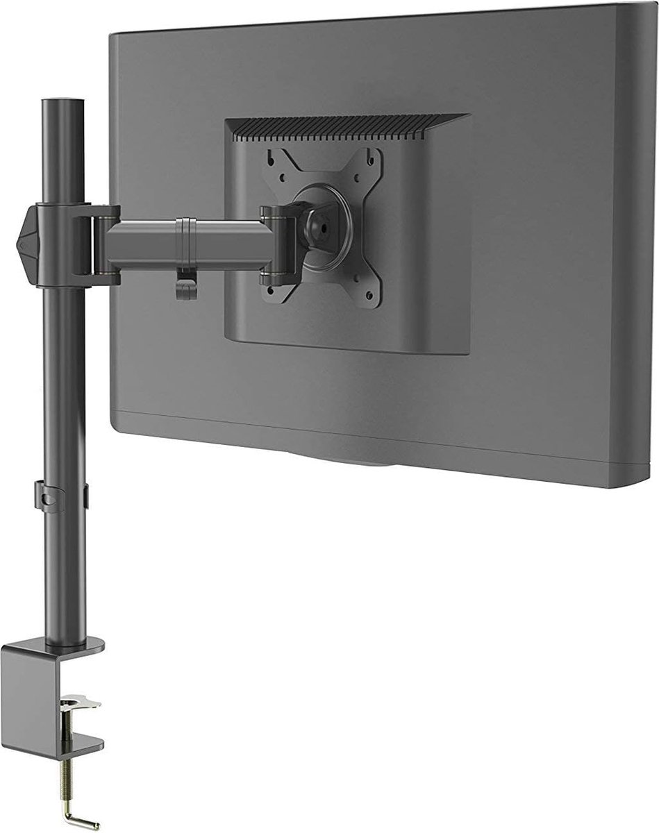 BONTEC Monitorbureaubevestiging, 15-34 inch gasveerarm, verstelbare VESA-montage, geschikt voor monitoren van 12 kg, klem- en doorvoerbasis, klikbaar kabelbeheer, kantelbaar, draaibaar, rotatie
