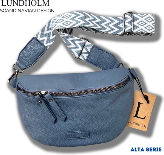 Lundholm heuptasje dames festival blauw - bag strap tassenriem met schouderband voor tas - cadeau voor vriendin | Scandinavisch design - Alta serie - crossbody tas dames Blauw