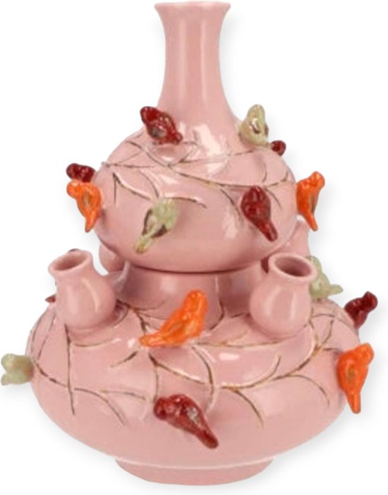 Daan Kromhout - Bird Vase - 2-delig - Vaas - Tulpenvaas - Pink - Licht Roze - D28 x H32 cm - XL