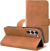 Case2go - Telefoonhoesje geschikt voor Samsung Galaxy S23 Plus - Wallet Book Case - Met Magnetische Sluiting - Bruin