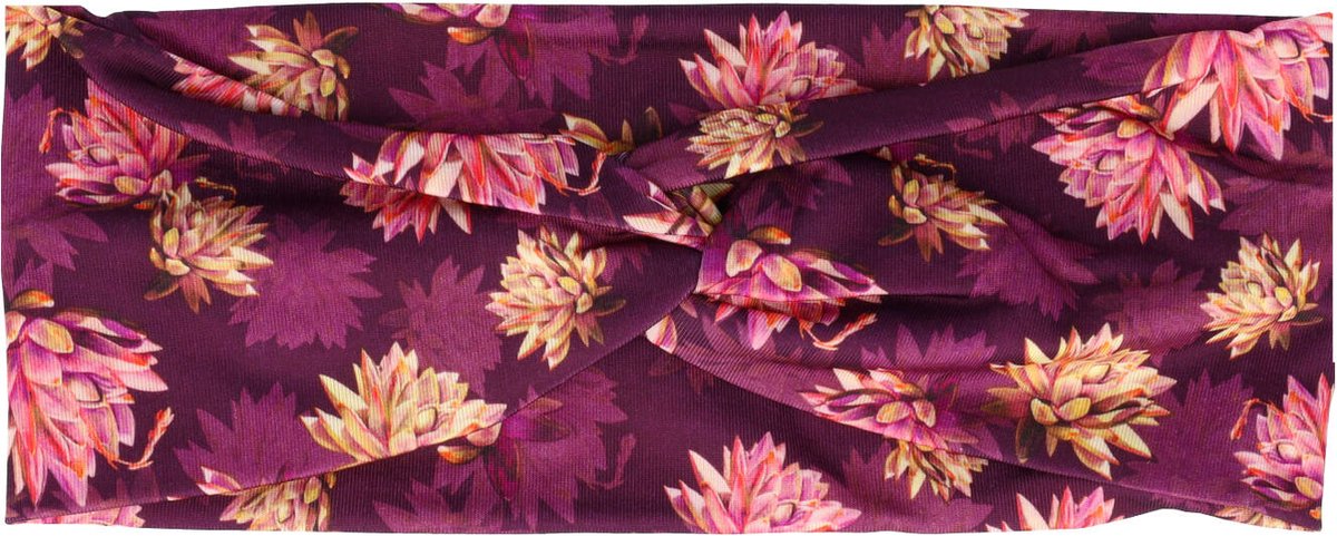 Haarsoires Haarband Twist 8cm – Bloemenprint – Jersey Stof – Roze Geel Paars - Zachte Knoop Hoofdband - Haaraccessoire voor Dames & Meisjes