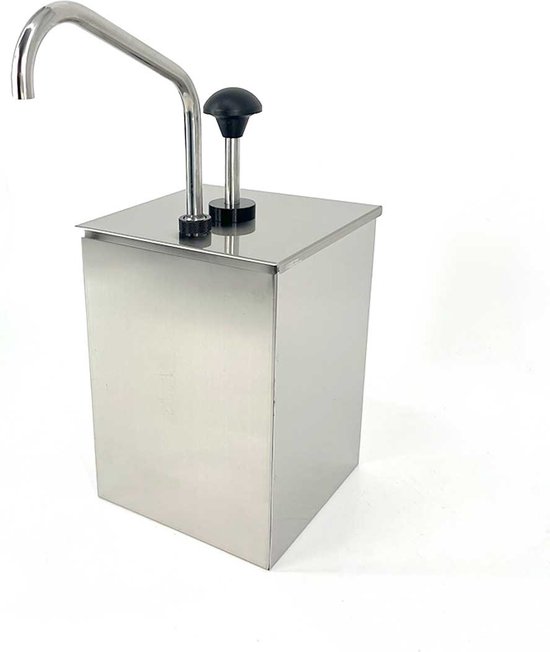 Foto: Hcb professionele horeca sauspomp 4 liter rvs inox sausdispenser dispenser 18x18x38 cm bxdxh 6 kg 7723