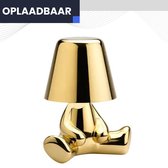FONKEL® Golden Boy Joey LED Tafellamp Oplaadbaar Goud – Draadloze Lamp Dimbaar – Tafellamp zonder snoer – Bureaulamp Oplaadbaar – Leuke Gadget – Nachtlampje Volwassenen