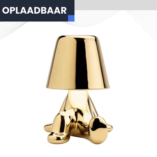 Golden Boy Tafellamp Oplaadbaar - Tafellamp - Bureaulamp Oplaadbaar - Nachtlampje - Man