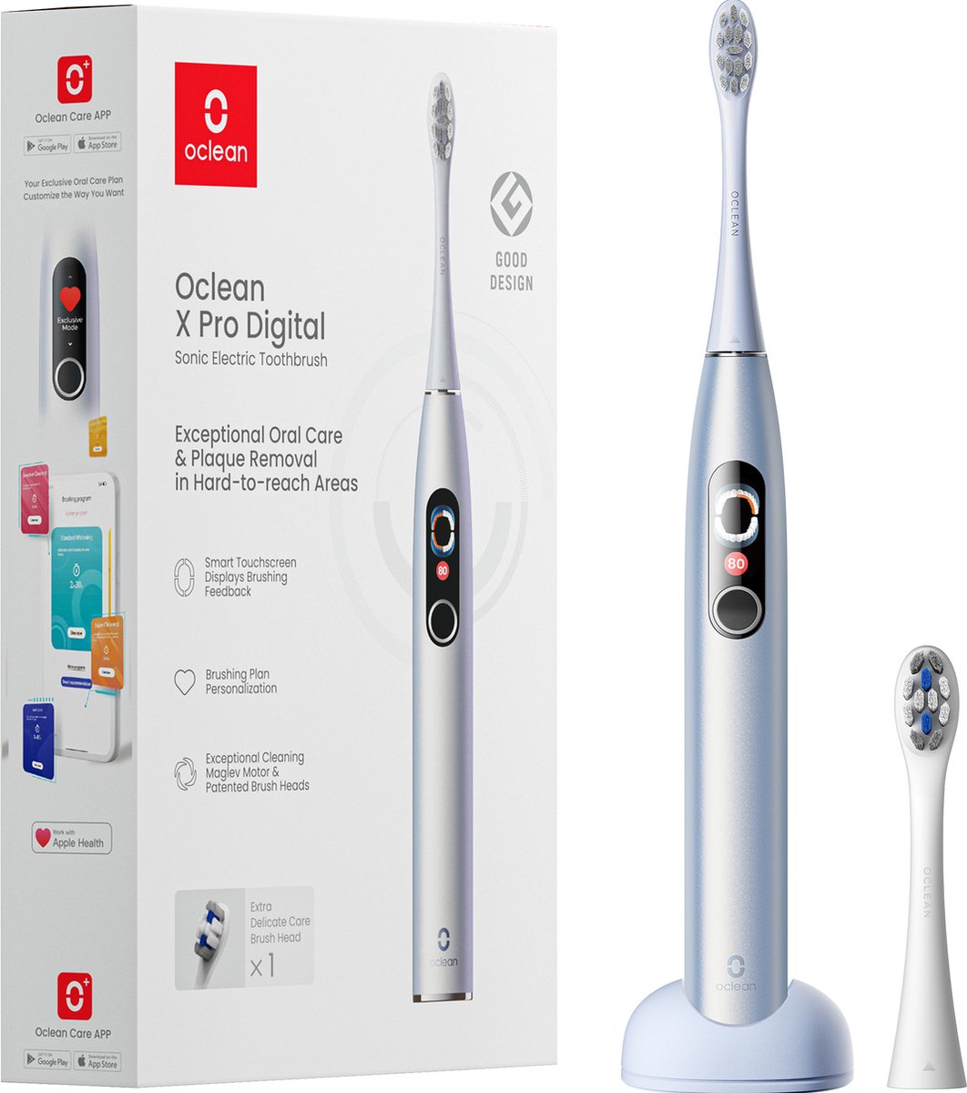 Oclean X Pro Digital - Elektrische Tandenborstel - Personaliseerbaar Poetsplan - Touchscreen - Zilver - C01000382