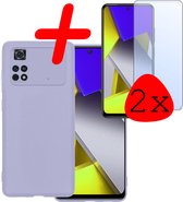 Hoes Geschikt voor Xiaomi Poco X4 Pro 5G Hoesje Siliconen Back Cover Case Met 2x Screenprotector - Hoesje Geschikt voor Xiaomi Poco X4 Pro 5G Hoes Cover Hoesje - Lila