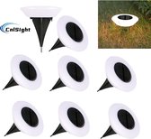 CNL Sight® Solar Grondspots (8stuks) - Warm wit-RVS Grond Spots op Zonne - 360 graden draaibaar -energie -10 Uur Buiten Verlichting in Tuin - IP65 Waterdicht - Tuinverlichting Lamp - Buitenverlichting Tuinlamp