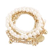 Bracelet perles perles dames - Bracelet Perles or avec perles blanches - Bracelet bijoux Ibiza - Ensemble de bracelets 7 pièces - Bracelet dames couleur or - Bracelet bohème - Acier