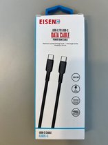 Eisenz USB-C to USB-C Data Kabel Power Bank Kabel 30 CM - Zwart
