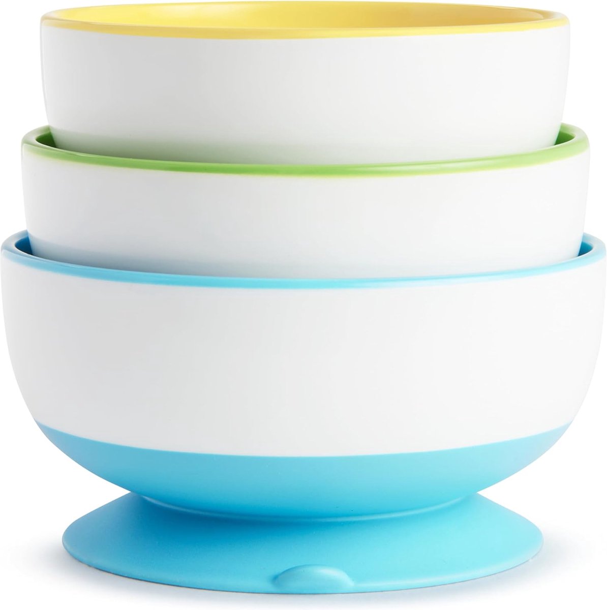 Munchkin Kommetjes met Zuignap - Suction Bowls - Per 3 Stuks - Vaatwasser en Magnetronbestendig - Vanaf 6 Maanden - Geel/Groen/Blauw – foto 2