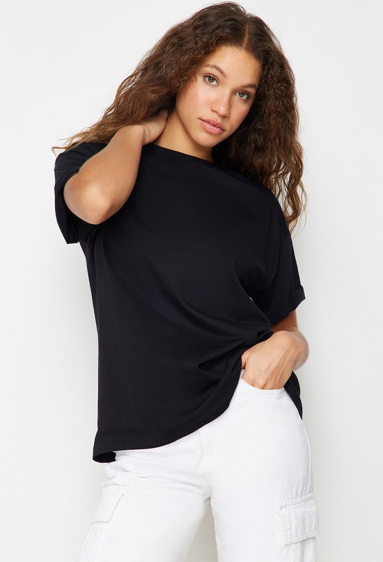 Trendyol TWOSS20TS0134 Volwassenen Vrouwen T-shirt Single pack - Zwart - XL