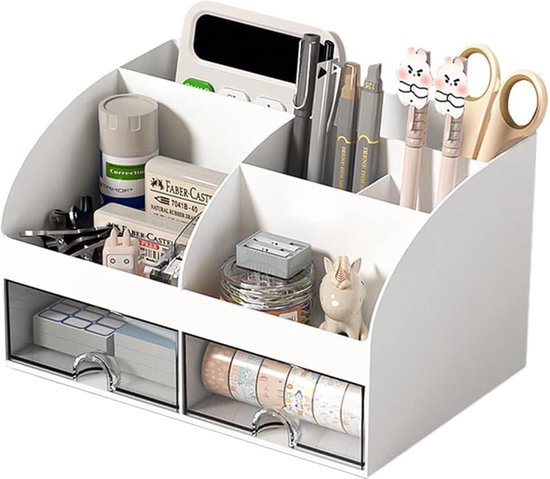 DoDuo Bureau-organizer, wit, plastic bureaublad, opgeruimde opslag met laden, multifunctionele ruimtebesparende pennenhouder voor kinderen voor stationair in kantoor, school, thuis (wit), WJSNH3S DoDuo Bureau-organizer, wit, plastic bureaublad, opgeruimde opslag met laden, multifunctionele ruimtebesparende pennenhouder voor kinderen voor stationair in kantoor, school, thuis (wit), WJSNH3S