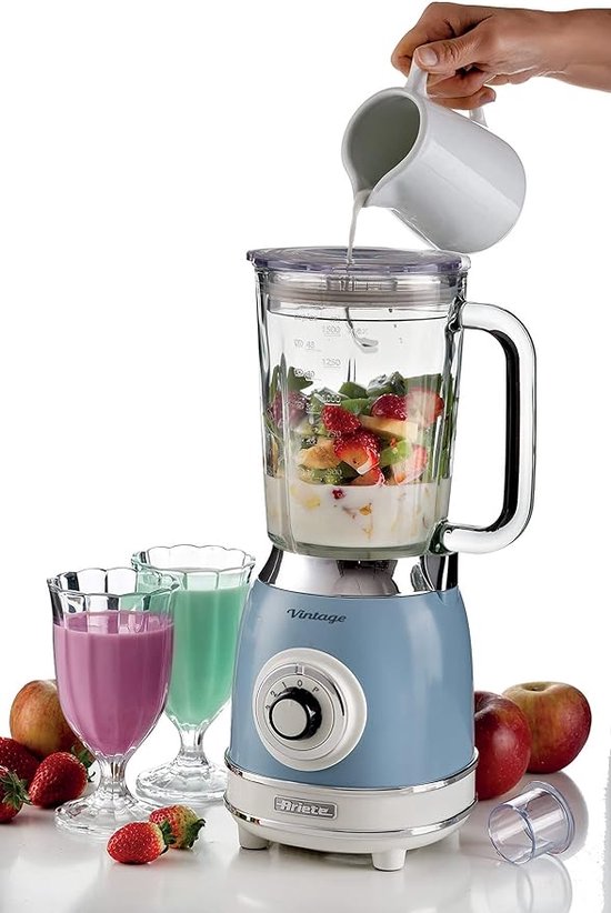 Ariete 0583/05 - Vintage Blender - 1100 Watt - glazen kan - 1,5 liter inhoud - Ice crush - Blauw van Ariete — afbeelding 4