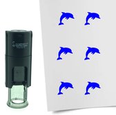 CombiCraft Stempel Dolfijn 10mm rond - Blauwe inkt