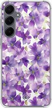 Casimoda® hoesje - Geschikt voor Samsung Galaxy A55 - Floral Violet - Shockproof case - Extra sterk - TPU/polycarbonaat - Paars, Transparant