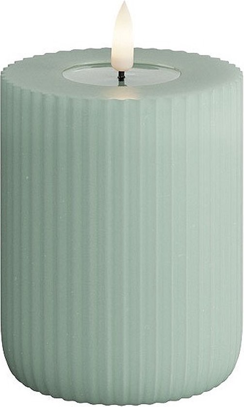 Deluxe Homeart Led Kaars Solid Stripe Salvie Green 7,5 x 10 cm