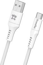 XtremeMac Premium Braided USB-C naar USB-A Kabel - 60W - 2 Meter - Wit